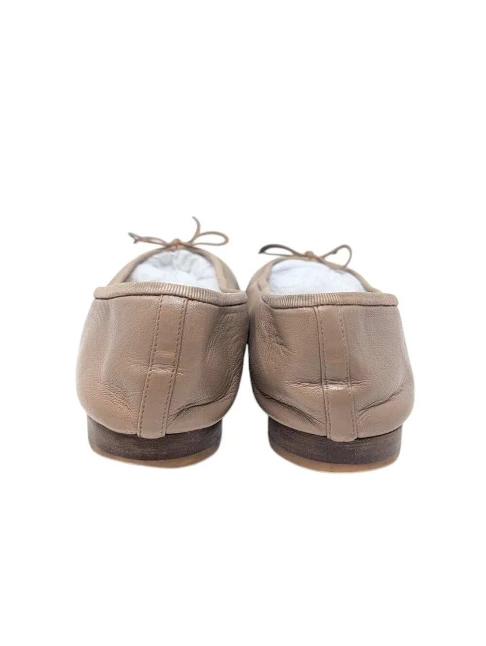 Chanel Nude Beige Leather Cap Toe Interlocking CC Ballet Flats Size EU 40
